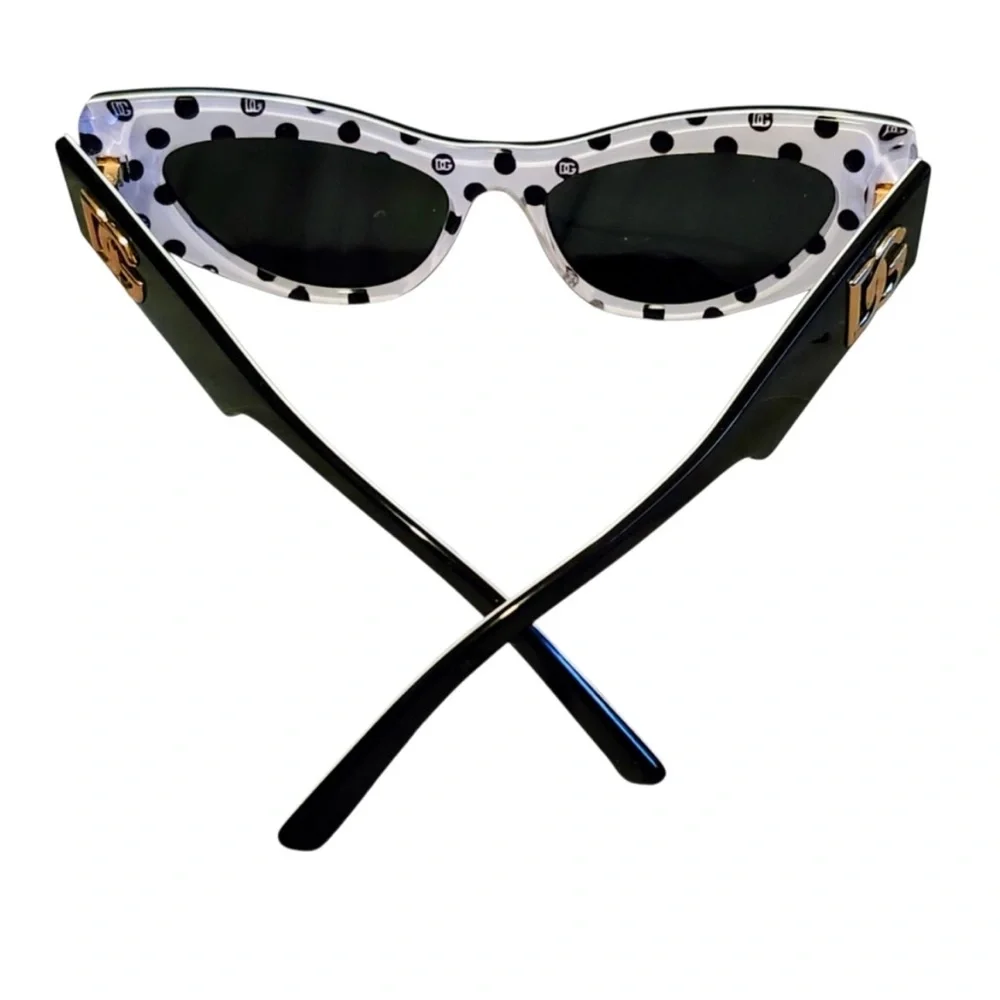 Dolce & Gabbana Black Cat-Eye Sunglasses with Gold DG Accent - Picture 5 of 6